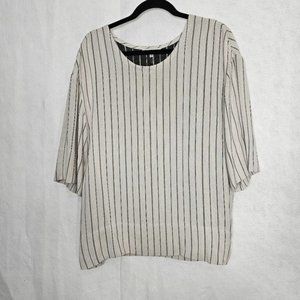 IRO White and Black Striped Tunic Blouse Medium